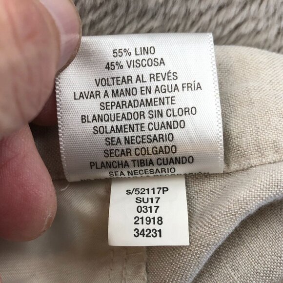 JM Collection Women's Pants Size PM Linen Blend Straight Leg Elastic Waist Beige - Picture 10 of 13